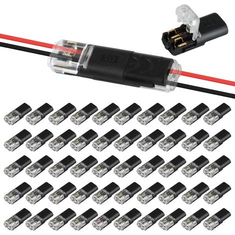 50 Pièces Connecteur Electrique Rapide Voiture à 2 broches Connecteurs étanches pratiques 12v Fil Basse Tension câble enfichable pour câble 18-22 AWG Bricolage Camions Rubans LED Téléphones Audio (1/5)