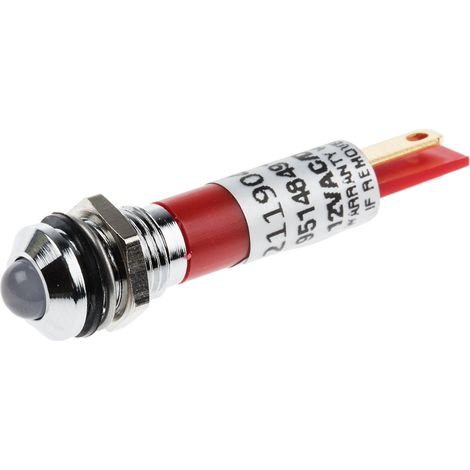 Voyant LED lumineux Rouge RS PRO, dia. 8mm, 12V, IP67 ( Prix pour 1 )