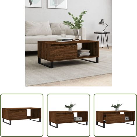 Wohnzimmerbeistelltisch - Couchtisch Braun Eichen-Optik 90x50x36,5 cm Holzwerkstoff (1/5)