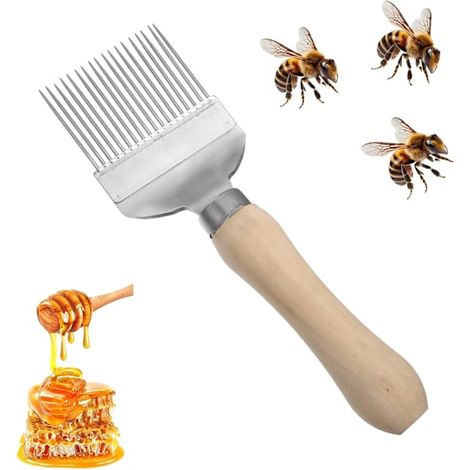 Forchetta a nido d'ape in acciaio inox con manico, raschietto e accessori. (1/5)