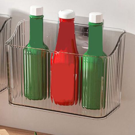 Boîte de rangement murale flottante sans trous, plastique robuste, blanc, dimensions 11.5x8x15cm, conteneur suspendu multifonction pour cuisine, organisateur à 1 compartiment (1/5)