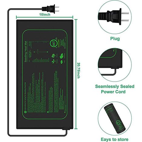 Ej.Life Warme Hydrokultur-Matte, Faltbare Sämling-Heizmatte, Mehrzweck für Reptilien, Plug-and-Play-Hydrokultur-Heizkissen (EU-Stecker 220 V) (1/5)