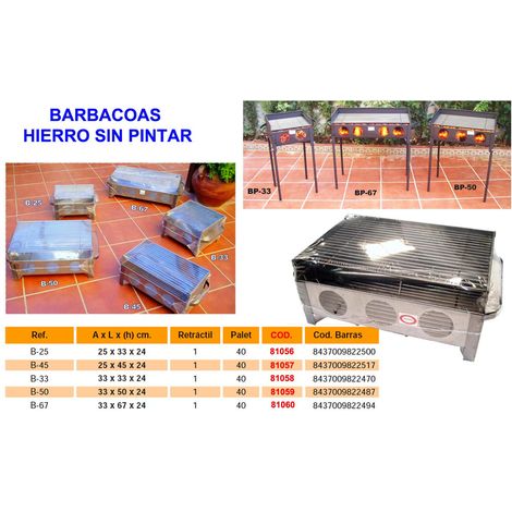 FPLUS baja  barbacoa hierro 25 x 45 x 24 b-45 sin pintar , baja  barbacoa hierro 25 x 45 x 24 b-45 sin pintar