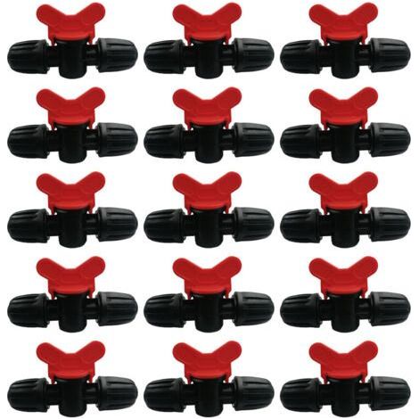 Thsinde15 Pièces Vanne Interrupteur Goutte à Goutte PE Tuyau d'Irrigation 16mm Verrou Barbelé Raccord Valve Connecteur Tuyau Barbelé Valve Jardin (1/2)