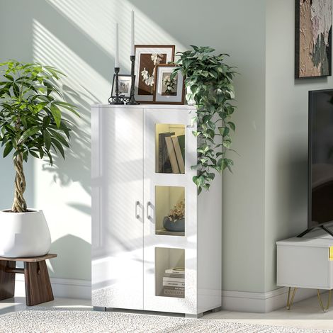 Armoire avec éclairage MACHICO blanche (1/4)