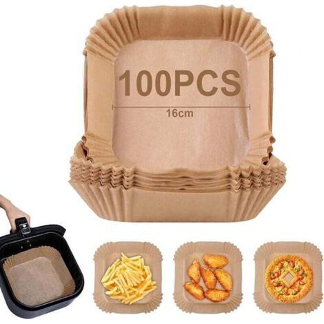Papier Sulfurisé pour Air Fryer,100 Pièces 16cm Papier Cuisson Air Fryer Paper Liner,Jetable Antiadhésive Sans Huile Papier Parchemin Accessoires Air Fryer pour 3-4.5L Friteuse à Air (1/4)