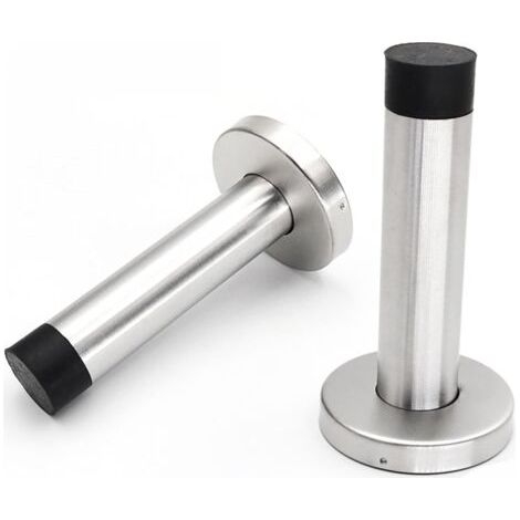 PA 2er-Pack robuste Türstopper aus 304-Edelstahl, an der Wand montierte Türhalterung mit niedrig montierten Stoßstangen-Endkappen, schwarz (1/4)