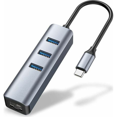 Adaptateur USB, HUB RJ45 Thunderbolt 3/Type-C Adaptateur LAN Gigabit Ethernet, Compatible avec MacBook Pro 16 2019/2018/2017, MacBook Air 1 pièce (1/5)