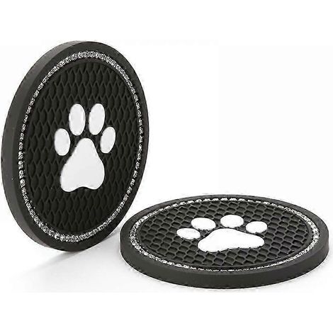 Dessous de verre JUSCH en forme de patte de chien pour voiture, sous-verres de porte-gobelet en silicone antidérapants avec strass, accessoires intérieurs de voiture mignons pour femmes, hommes et fam (1/5)
