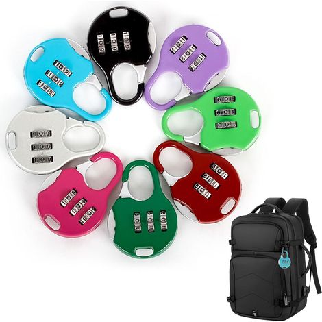 Lot de 8 mini cadenas à combinaison à 3 chiffres, réinitialisables (8 couleurs) Mini cadenas à combinaison, petit cadenas à combinaison, pour salle de sport, casiers, voyages (1/5)