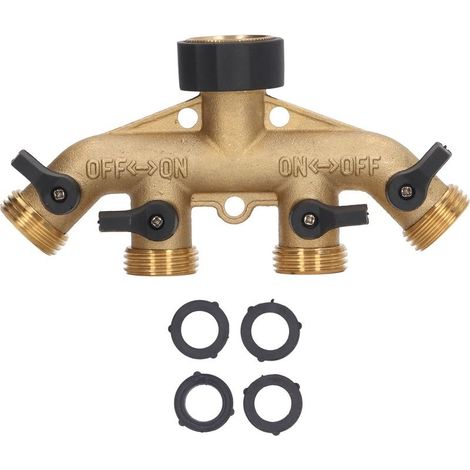 Distributeur de robinet à bille en laiton, séparateur d'eau à 4 voies, pour l'arrosage du jardin, l'irrigation agricole, le lavage de voiture, Style américain (1/5)