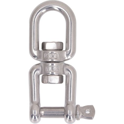 Mousqueton double à mâchoires professionnel robuste en acier inoxydable 304, dispositif de rotation pour corde d’escalade et balançoire, diamètre 10mm. (1/5)