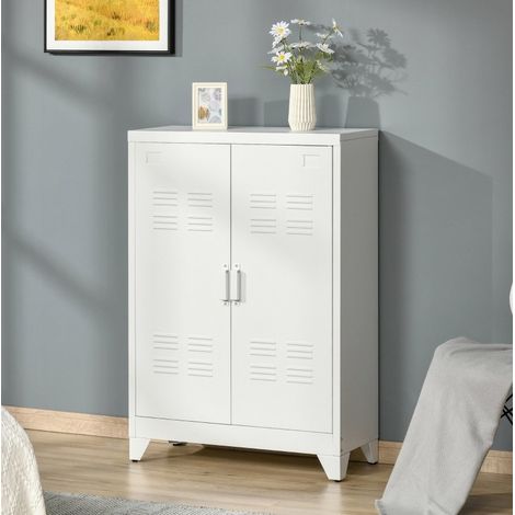 Armario metálico con estantes regulables blanco OKMYHOME (1/3)