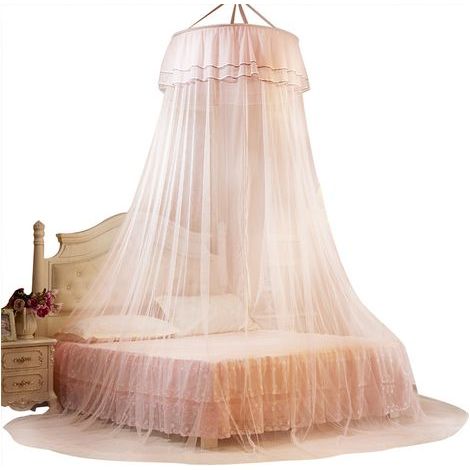 Moustiquaire ronde respirante en dentelle style princesse pour lit, rideau de protection (Vert jade) (1/5)