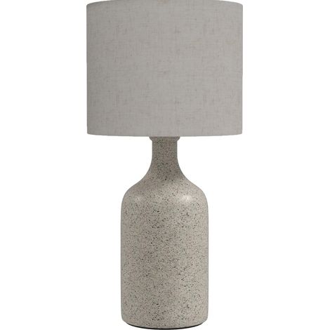 Lampada da tavolo in ceramica con paralume in poliestere Ø22 x 45 cm beige HOMVRA (1/4)
