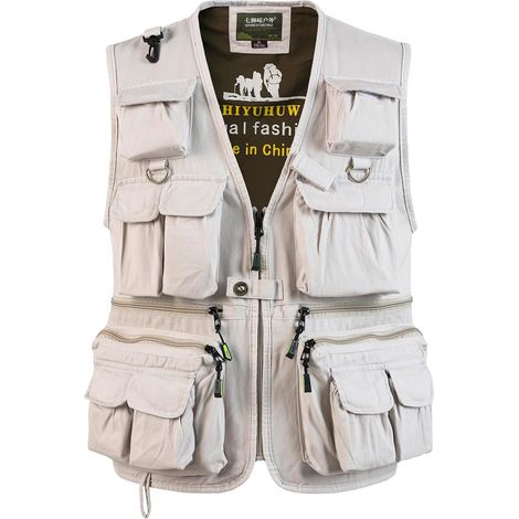 Men's Fishing Vest Multi-Pocket Outdoor Reporter Vest Sleeveless Work Hunting Vest Photography (1/5)