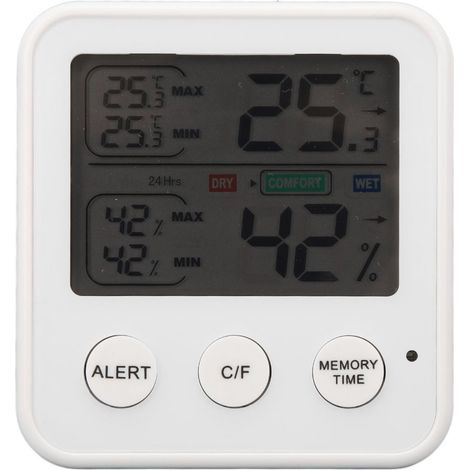 LCD-Digitalanzeige-Thermometer/Hygrometer, Temperatur- und Feuchtigkeitsmesser, Hygrothermograph, Schwarz (1/5)