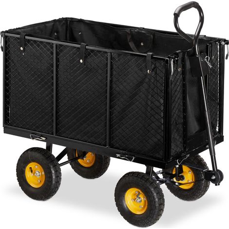Carrello da trasporto mobile per giardino con sponde ribaltabili 120 x 60 x 60 cm capacità 500 kg in acciaio verde 130011079
