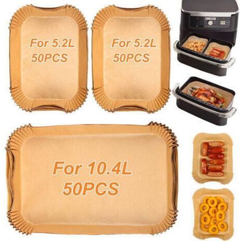 Papier de cuisson pour friteuse à air chaud Ninja Flex Drawer Dual Zone AF500EU 10,4 L, accessoires pour friteuse à air Ninja Foodi AF500EU AF500EUCP, également compatible avec Cecotec Dual 9000 9 L, (1/5)
