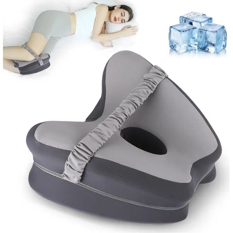 Oreiller pour jambes et genoux pour dormir sur le côté, oreiller en mousse à mémoire de forme, oreiller ergonomique de soutien pour les genoux et les jambes avec sangles élastiques (1/5)