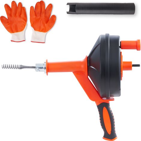 Mophorn Barrena de drenaje  de 25 pies, desatascador de tuberías con accesorio de taladro, removedor de obstrucciones para cocina, baño y ducha, incluye manguera protectora y guantes