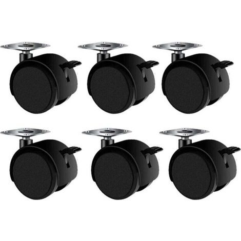 Roulettes de Meuble, 6 Pcs 40 mm Roulettes Pivotantes en Nylon avec Frein, Roulette de Chariot Pivotante Universelle non Marquante avec Plaque de Fixation (1/4)