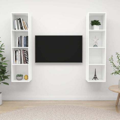 TV-Wandschränke 2 Stk. Weiß Holzwerkstoff
