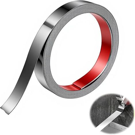 Wall Molding, 5m x 2cm Stainless Steel Peel and Stick, Self-Adhesive Stainless Steel Strip for Walls, Ceilings, Mirror Frames and Furniture, Flexible Trim to Cut and Stick, Brushed Finish (1/5)