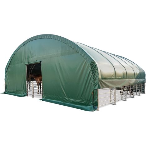 TOOLPORT Box Cavalli 10x10 m telo in PVC 2300 Newton tenda da pascolo - fissaggio per terreno - verde