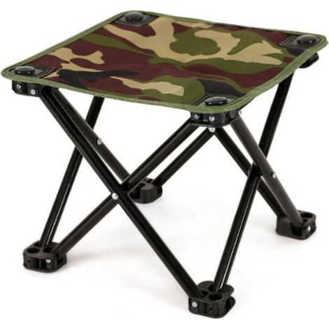 Petit tabouret de camping pliant pour adultes, chaise pliante robuste et pratique, adaptée au camping en plein air, à la randonnée et au barbecue (petit camouflage) (1/5)