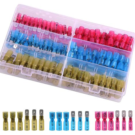 150 Pièces connecteur electrique thermoretractable,Ensemble de Connecteurs de Câble à Sertir, Cosses à Sertir Isolées, Rapide Electrique Connecteur(Rouge, Jaune, Bleu) 22-10 AWG (1/5)