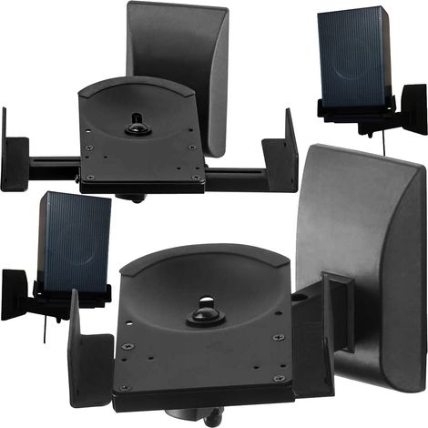 Soporte de pared para altavoces DNA WS2, juego de 2 unidades, color negro, abrazadera sólida y estable, soporta hasta 25 kg. (1/5)