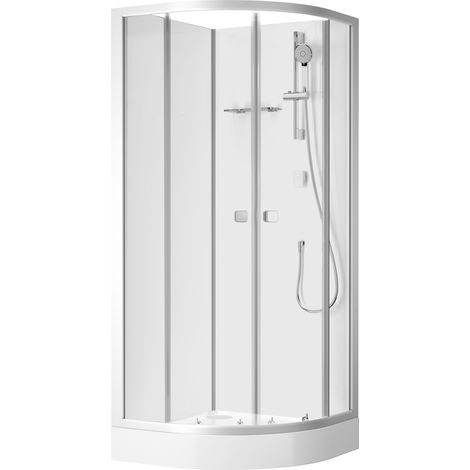 MARWELL Komplettdusche "Shower Fresh Round" - 85x85x205cm - Runddusche mit Gleittüren - hochwertige Aluminiumprofile