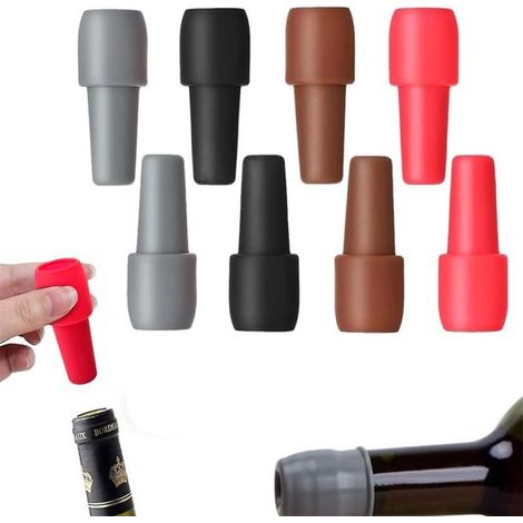 Tapones reutilizables para botellas de vino espumoso, tapones de silicona para botellas de vino, champán y prosecco para doméstico (8 unidades) (1/5)