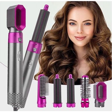 Airstyler 5 en 1 Hairwrap, brosse soufflante multifonction, édition 2023, sèche-cheveux, boucleur, lisseur et brosse à air chaud, rose/gris (1/2)