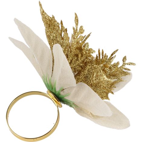 Rond de serviette fleuri de Noël en tissu (1/5)