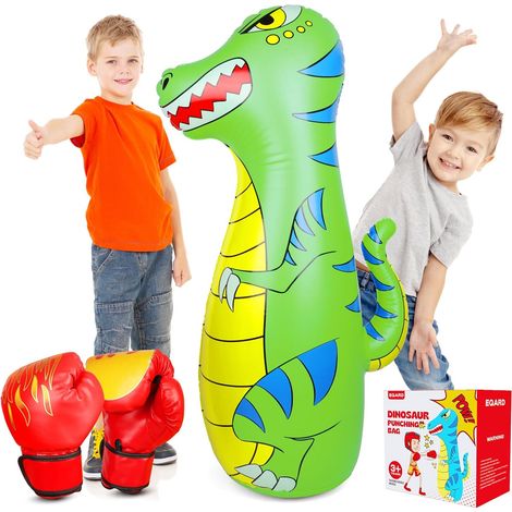 Sac de Frappe Enfant 120cm Gonflable Dinosaure Sac de Boxe avec Matériau Plus Épais et Sûr Rebond Instantané avec Gants de Boxe Karaté Taekwondo Cadeau pour Enfants 3-9 Ans Filles Garçons (1/5)
