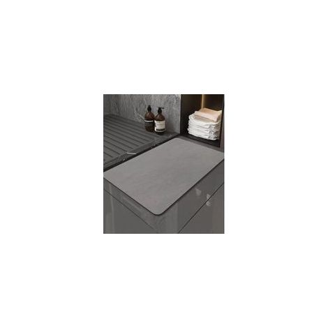 Rutschfeste Badematte 40 x 60 cm, saugfähige Kieselgur-Badematte, schnelltrocknende Duschmatte, saugfähige Mikrofaser-Spülmatte, Grau