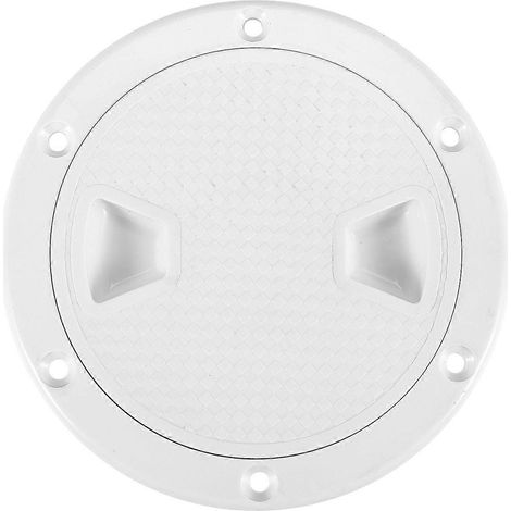 Trappe d'inspection circulaire antidérapante - Plaque de pont avec couvercle amovible pour camping-car, bateau, kayak - 10 cm (4 pouces) - Blanche (1/4)