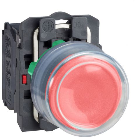 bouton poussoir - capuchonné - 1 nf - rouge - complet - schneider xb5ap42 (1/4)