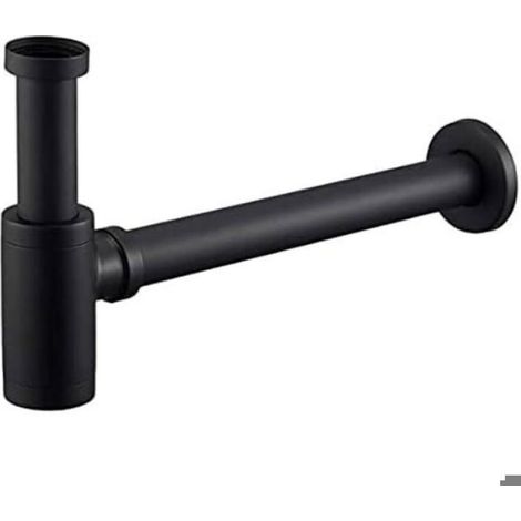 Siphon de lavabo noir - - Universel - Acier inoxydable - 1 1/4 x 32 mm - Anti-odeur - Réglable