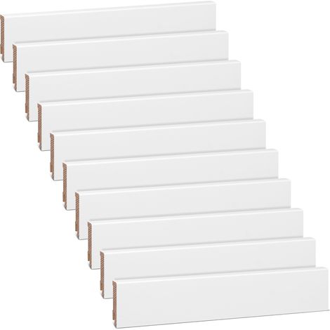 Plinthe en bois massif de pin laqué RAL 9016, 24 m (10 pièces), 16 × 58 mm