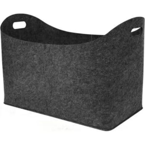 Ulisem Panier à bûches robuste avec poignées - Sacs en feutre Panier à bûches avec poignées Panier de rangement en feutre pour journaux - Gris foncé (1/5)