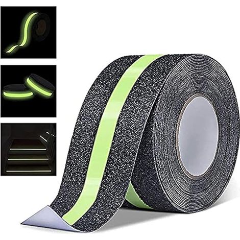 5m x 5cm Ruban antidérapant phosphorescent, bandes adhésives pour escaliers, forte adhérence, sécurité intérieur/extérieur (1/5)