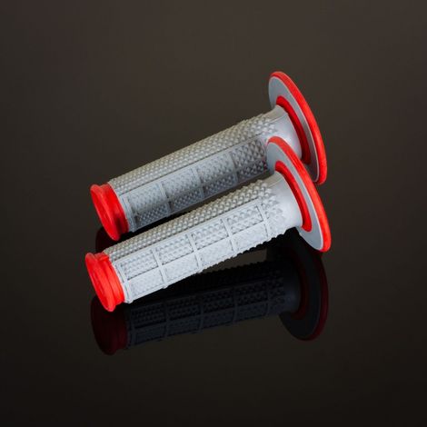 Puños Renthal MX de doble compuesto cónicos tipo waffle, gris/rojo (1/2)