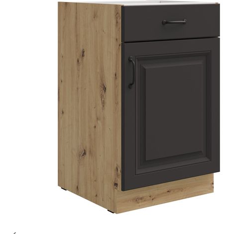 Unterschrank 50 Stilo Grau + Eiche Artisan Küchenzeile Vollauszug Soft-Close (1/5)
