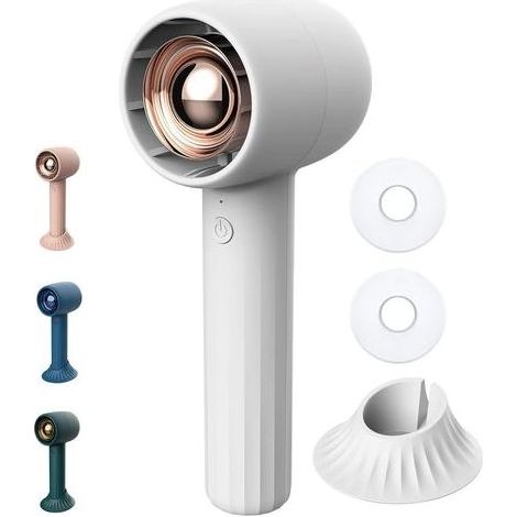 (Blance) Mini ventilateur USB avec batterie rechargeable, ventilateur portable silencieux, petite batterie, avec base de bureau, refroidit en voyage, extérieur, intérieur (1/5)