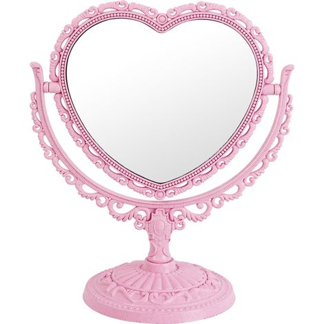 Miroir Vintage en Forme de cœur de 18 cm Élégant Miroir de Maquillage de Bureau avec Double Face pivotant à 360 degrés pour Une décoration de Chambre Coquette (1/5)