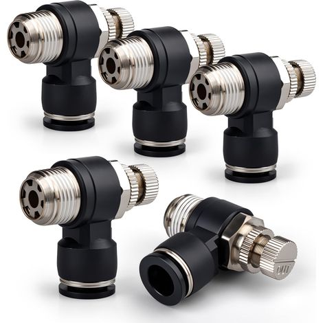 10 Pcs 6mm OD Tube x 3/8" BSP Coude 90 Degrés Raccord Rapide pour Conduite d'Air SL6-03