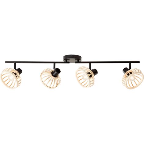 Brilliant Norah Spotbalken 4flg. holz hell/schwarz, Metall/Bambus, 4x D45, E14, 28 W (1/5)